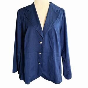 Marina Rinaldi navy blue cotton stretch lightweight blazer jacket 23 US 14W